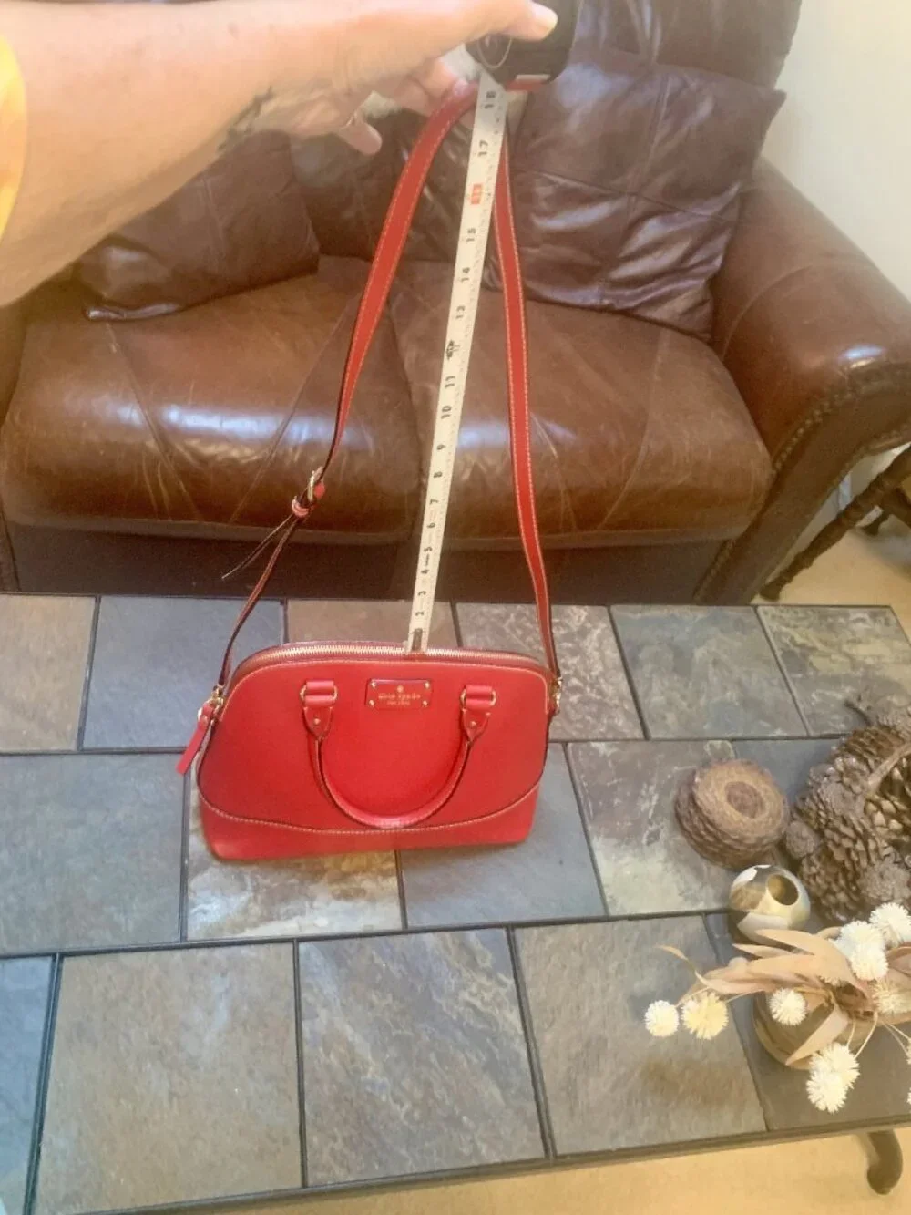 KATE SPADE Wellesley Rachelle Red Leather Satchel Crossbody Bag